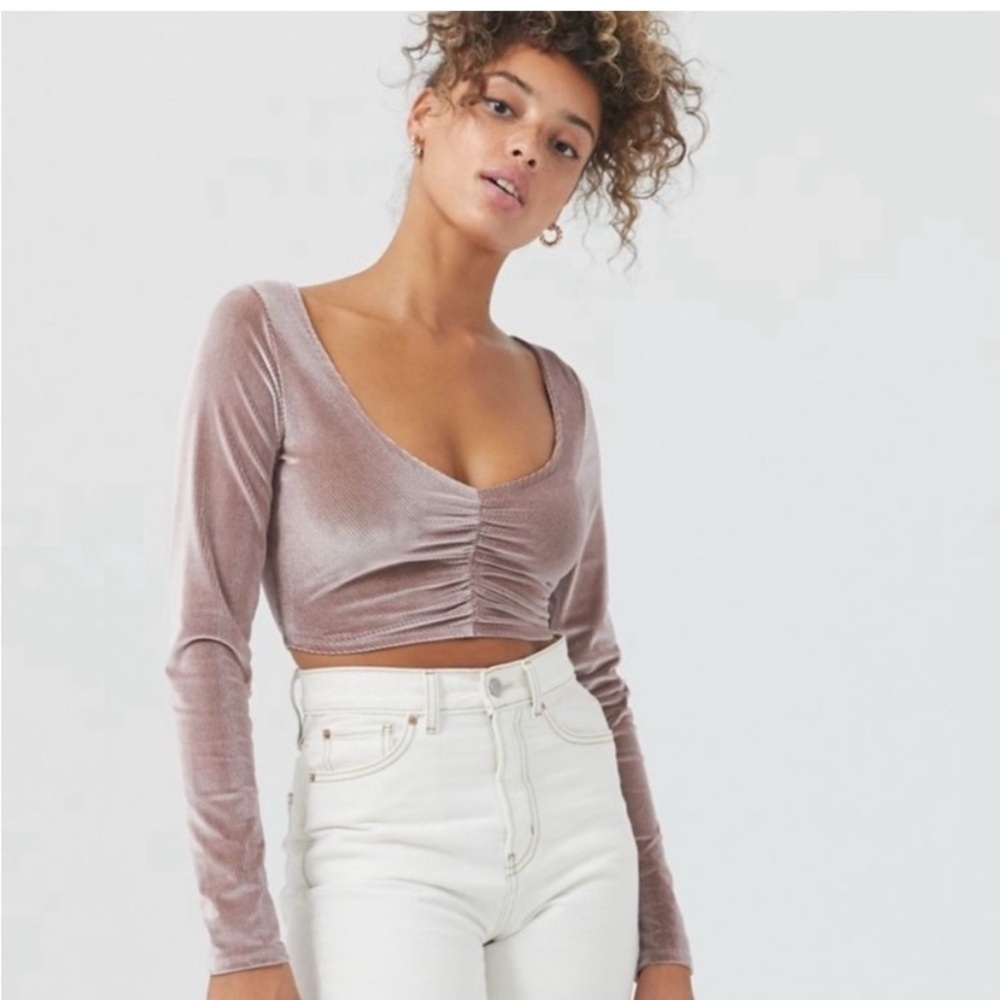 Urban Outfitters Mauve Velvet Crop Top
